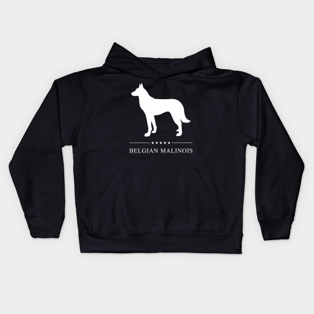 Belgian Malinois Dog White Silhouette Kids Hoodie by millersye